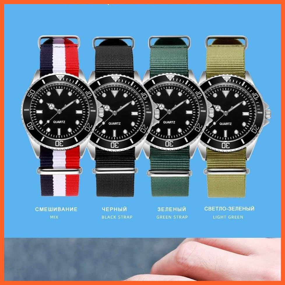 Mens Quartz Watch Removable Nylon Strap Classic Analog Spinning Dial Luminous Waterproof Wristwatches | whatagift.com.au.