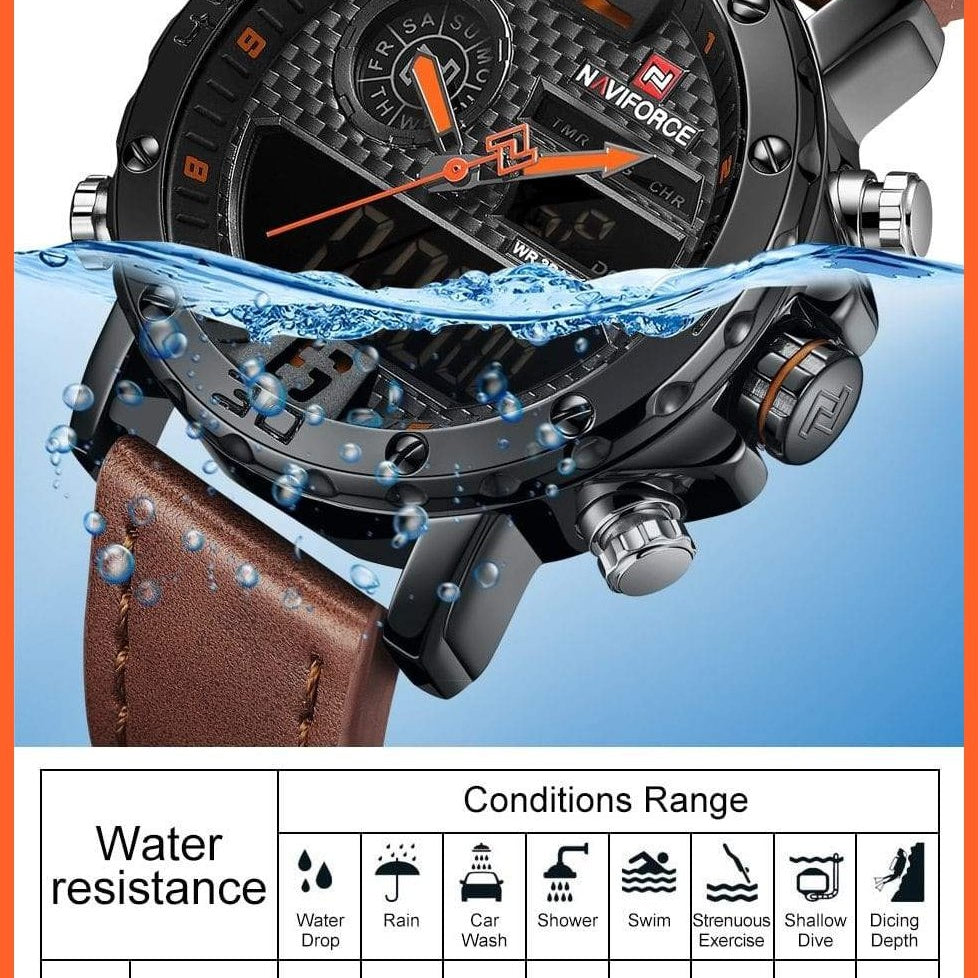 Mens Top Brand Waterproof Business Casual Quartz Watch | Male Fashion Military Leather Sport Wristwatch | whatagift.com.au.