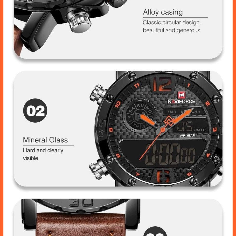 Mens Top Brand Waterproof Business Casual Quartz Watch | Male Fashion Military Leather Sport Wristwatch | whatagift.com.au.