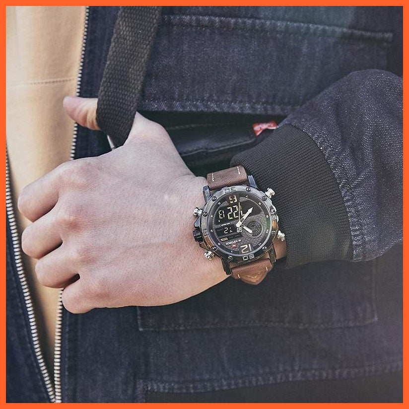 Mens Top Brand Waterproof Business Casual Quartz Watch | Male Fashion Military Leather Sport Wristwatch | whatagift.com.au.