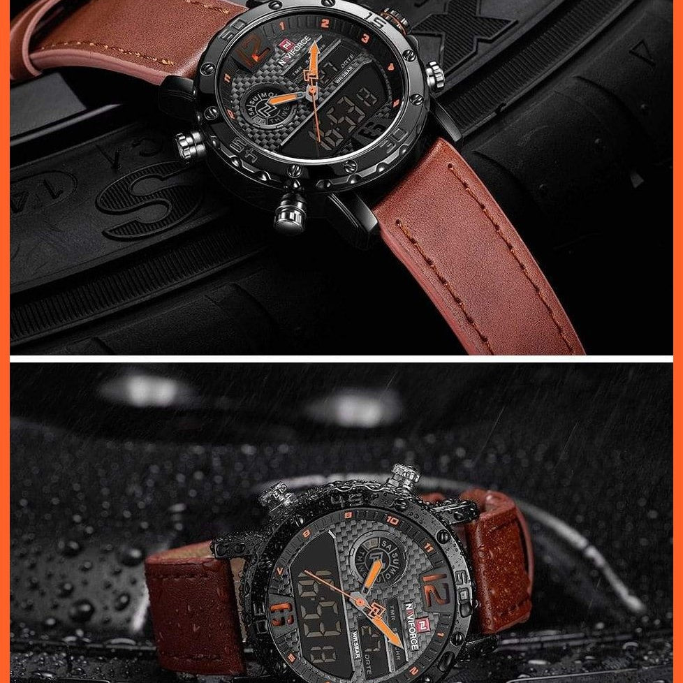 Mens Top Brand Waterproof Business Casual Quartz Watch | Male Fashion Military Leather Sport Wristwatch | whatagift.com.au.