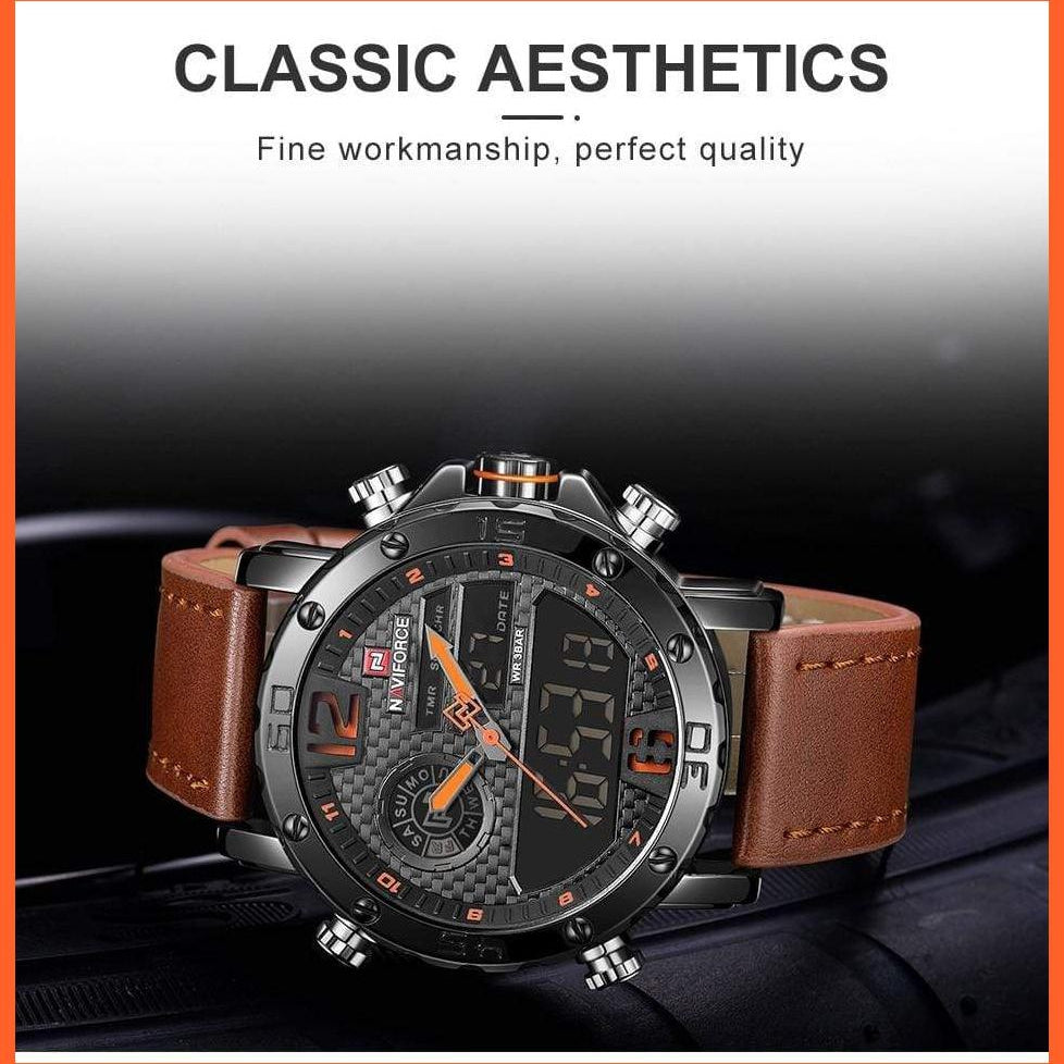 Mens Top Brand Waterproof Business Casual Quartz Watch | Male Fashion Military Leather Sport Wristwatch | whatagift.com.au.