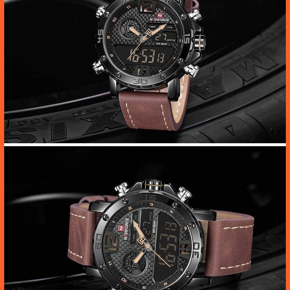Mens Top Brand Waterproof Business Casual Quartz Watch | Male Fashion Military Leather Sport Wristwatch | whatagift.com.au.