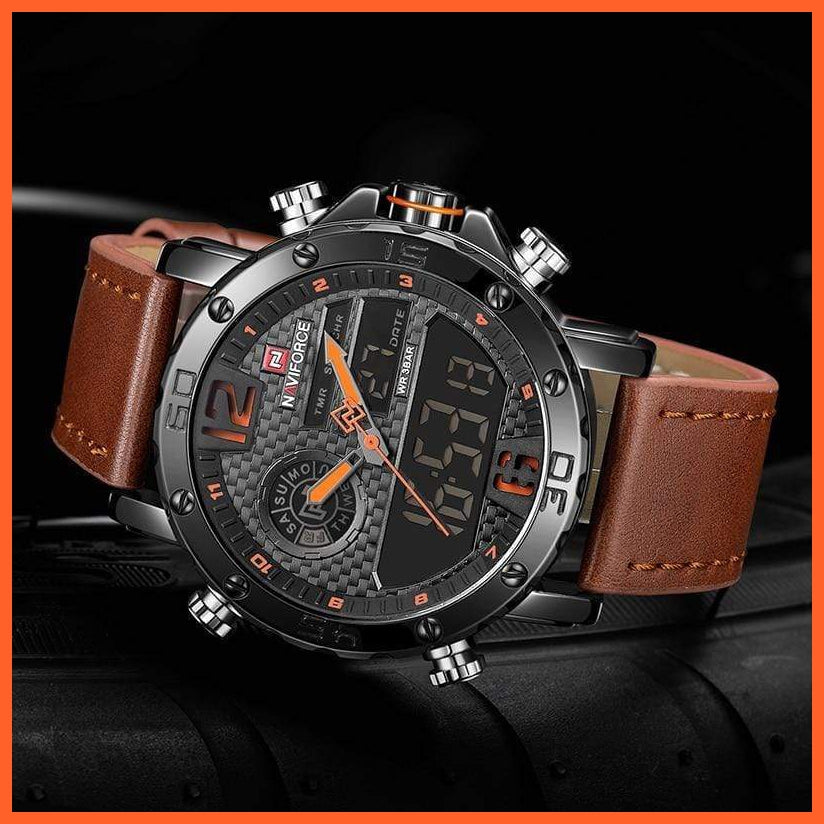 Mens Top Brand Waterproof Business Casual Quartz Watch | Male Fashion Military Leather Sport Wristwatch | whatagift.com.au.