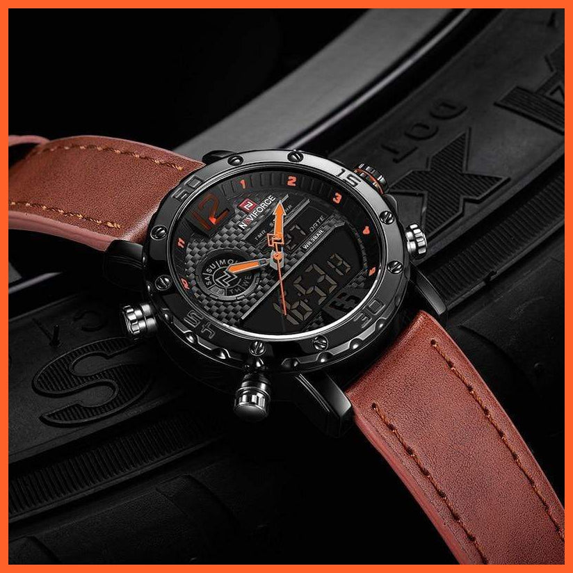Mens Top Brand Waterproof Business Casual Quartz Watch | Male Fashion Military Leather Sport Wristwatch | whatagift.com.au.