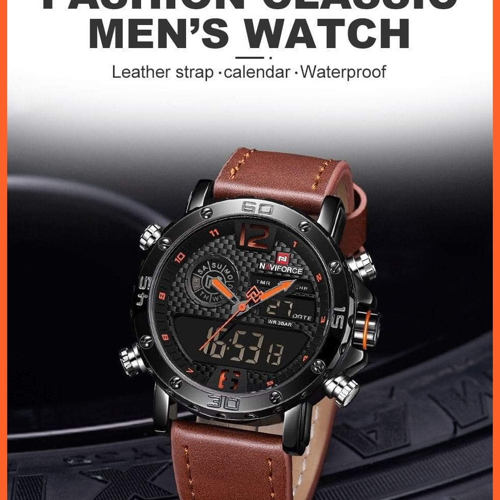 Mens Top Brand Waterproof Business Casual Quartz Watch | Male Fashion Military Leather Sport Wristwatch | whatagift.com.au.