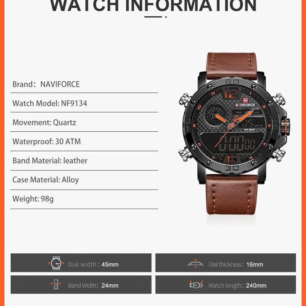 Mens Top Brand Waterproof Business Casual Quartz Watch | Male Fashion Military Leather Sport Wristwatch | whatagift.com.au.
