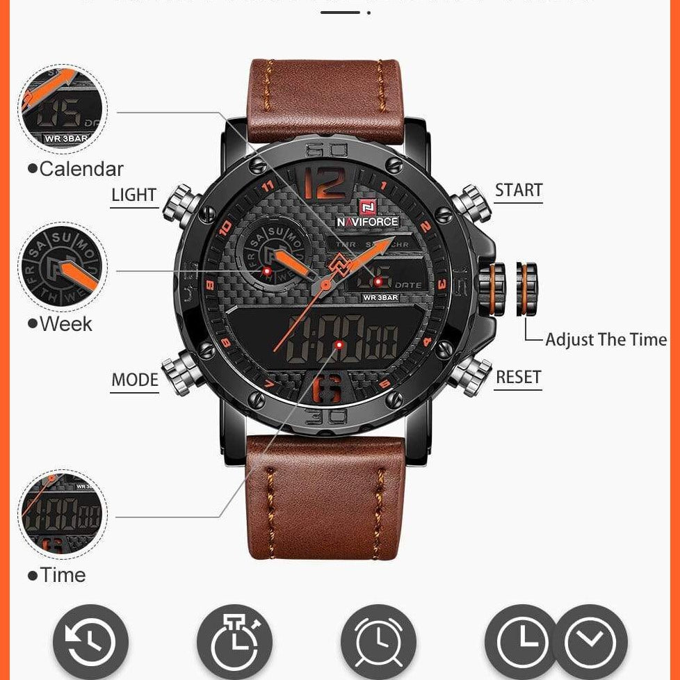 Mens Top Brand Waterproof Business Casual Quartz Watch | Male Fashion Military Leather Sport Wristwatch | whatagift.com.au.