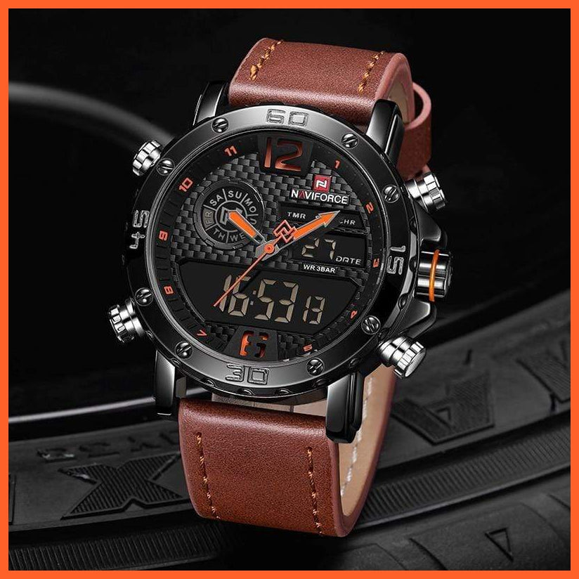 Mens Top Brand Waterproof Business Casual Quartz Watch | Male Fashion Military Leather Sport Wristwatch | whatagift.com.au.