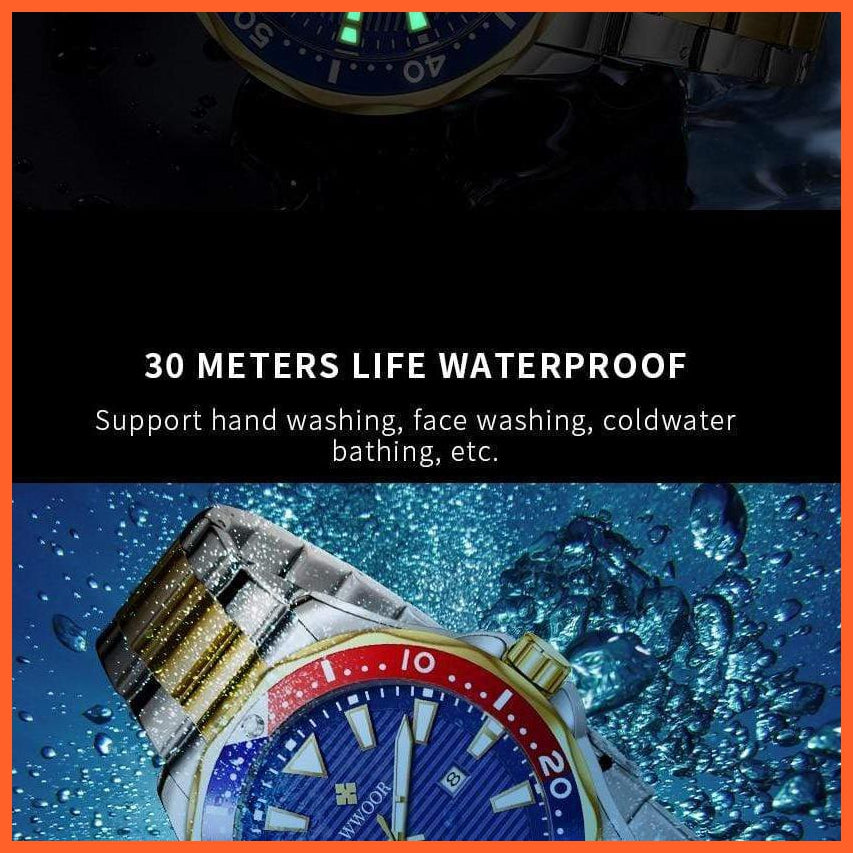 New Luxury Military Gold Watch Mens Sports Diver Quartz 30Atm Waterproof Luminous Date Wristwatches | whatagift.com.au.