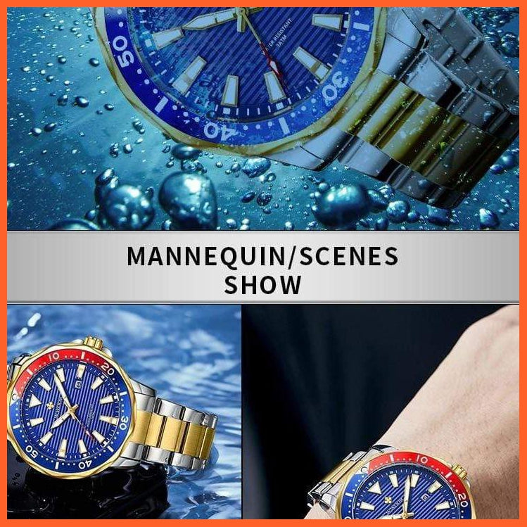 New Luxury Military Gold Watch Mens Sports Diver Quartz 30Atm Waterproof Luminous Date Wristwatches | whatagift.com.au.