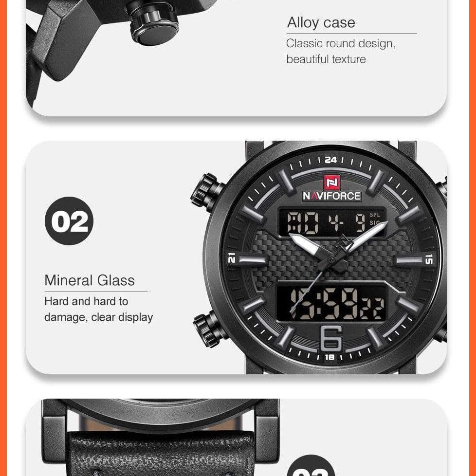 New Men'S Fashion Sport Watches | Mens Leather Waterproof Led Analog Clock Quartz Watches | whatagift.com.au.