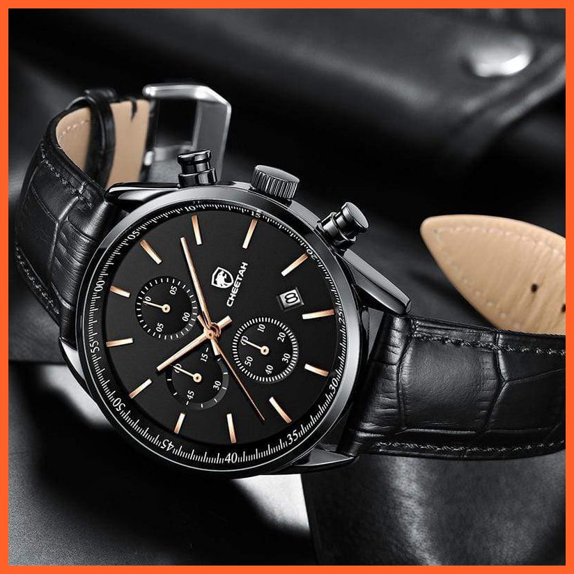 New  Waterproof Quartz Men'S Watches | Chronograph Sport Wristwatch Leather Business Casual Watches With Box | whatagift.com.au.