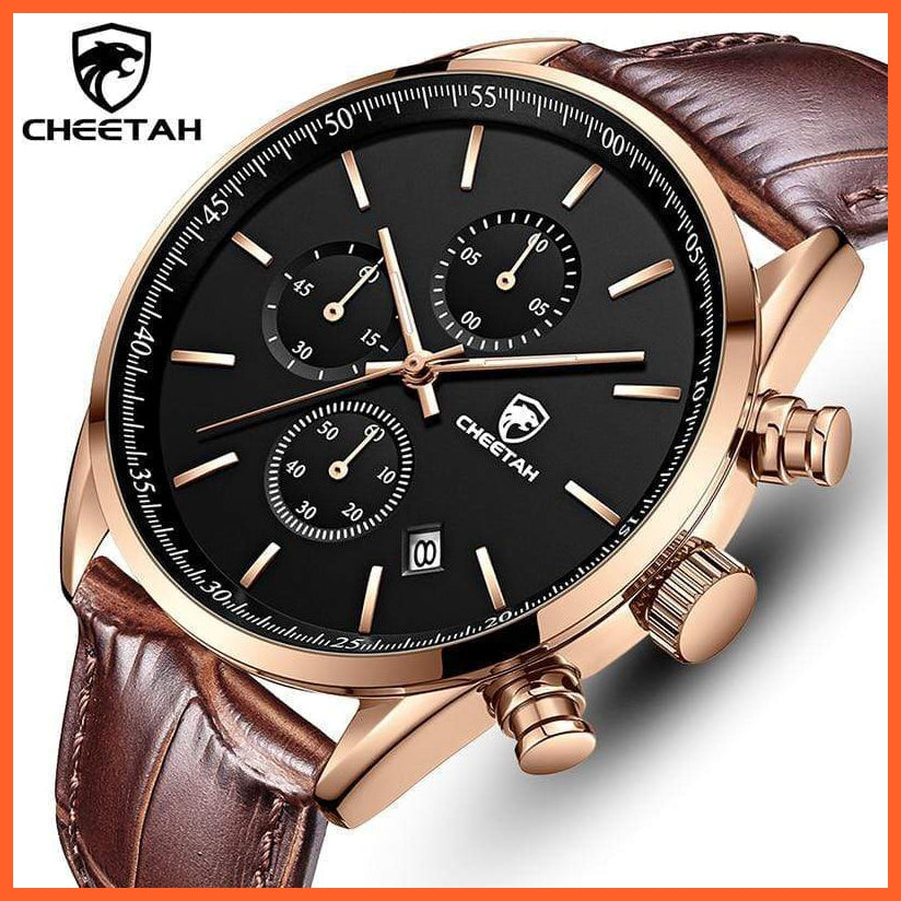 New  Waterproof Quartz Men'S Watches | Chronograph Sport Wristwatch Leather Business Casual Watches With Box | whatagift.com.au.