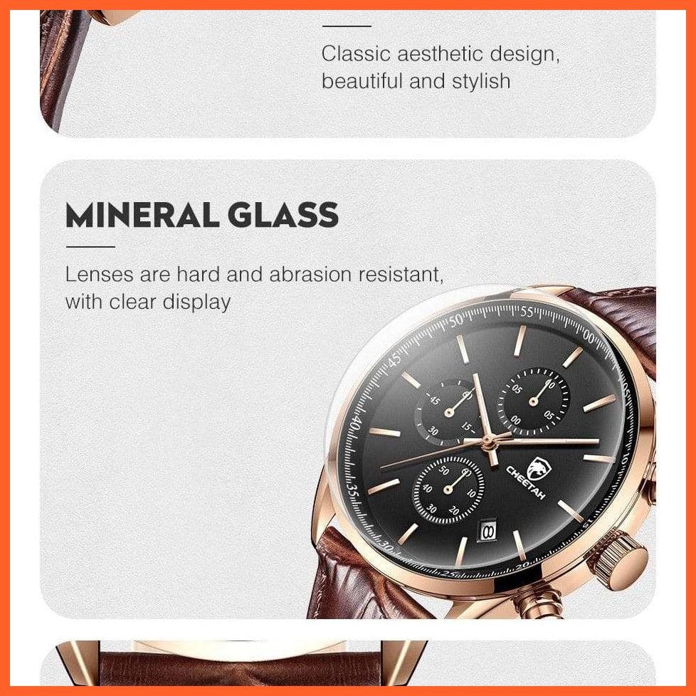 New  Waterproof Quartz Men'S Watches | Chronograph Sport Wristwatch Leather Business Casual Watches With Box | whatagift.com.au.