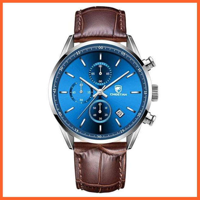 New  Waterproof Quartz Men'S Watches | Chronograph Sport Wristwatch Leather Business Casual Watches With Box | whatagift.com.au.