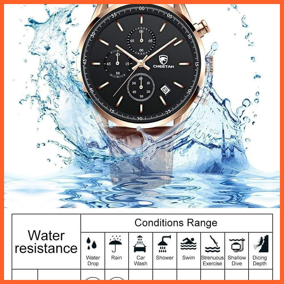 New  Waterproof Quartz Men'S Watches | Chronograph Sport Wristwatch Leather Business Casual Watches With Box | whatagift.com.au.