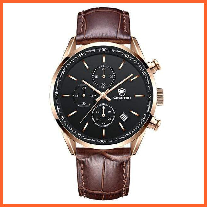 New  Waterproof Quartz Men'S Watches | Chronograph Sport Wristwatch Leather Business Casual Watches With Box | whatagift.com.au.