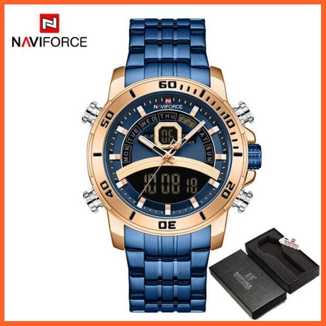 Luxury Gold Watch Men Sport Digital Chronograph Watches Male Steel Band Waterproof Quartz Wristwatch | whatagift.com.au.