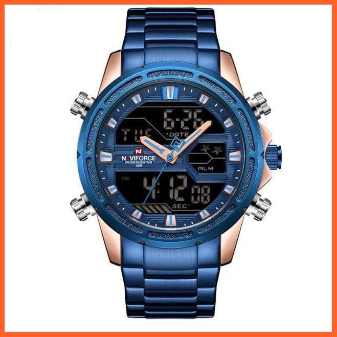 Luxury Gold Mens Watch Stainless Steel Military Wristwatch Digital Sports Watches Male Waterproof Quartz Watches | whatagift.com.au.
