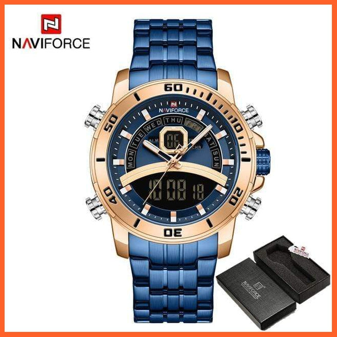 Mens Luxury Gold Business Digital  Military Sports Quartz Steel Band Waterproof Wristwatches | whatagift.com.au.