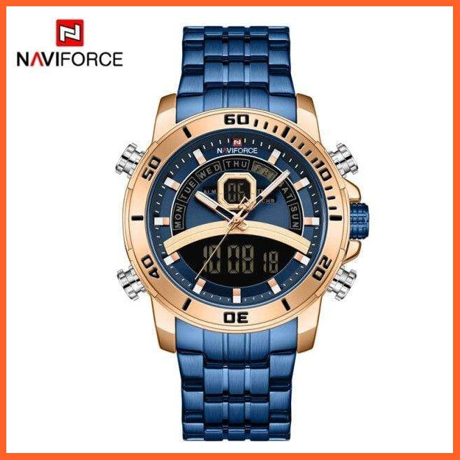 Luxury Gold Watch Men Sport Digital Chronograph Watches Male Steel Band Waterproof Quartz Wristwatch | whatagift.com.au.