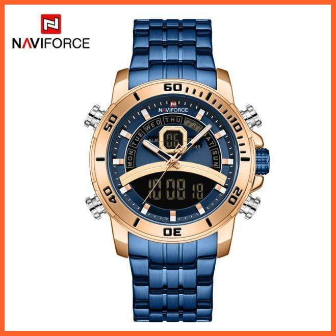 Mens Luxury Gold Business Digital  Military Sports Quartz Steel Band Waterproof Wristwatches | whatagift.com.au.
