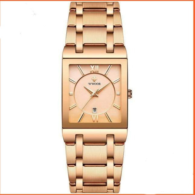 Gold Watch Men Square Mens Watches Top Brand Luxury Golden Quartz Stainless Steel Waterproof Wrist Watch | whatagift.com.au.