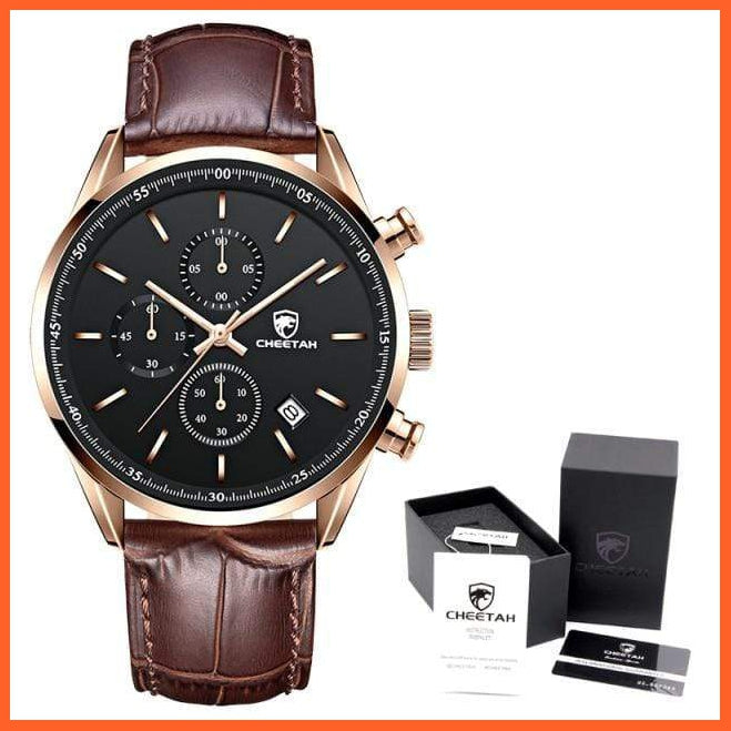 New  Waterproof Quartz Men'S Watches | Chronograph Sport Wristwatch Leather Business Casual Watches With Box | whatagift.com.au.