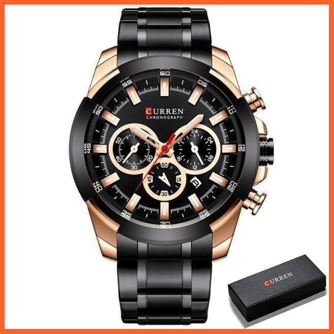 Men’S Watches Top Brand Big Luxury Sports Watch  | Men Military Steel Quartz Wrist Watches Chronograph Gold Design Watch | whatagift.com.au.
