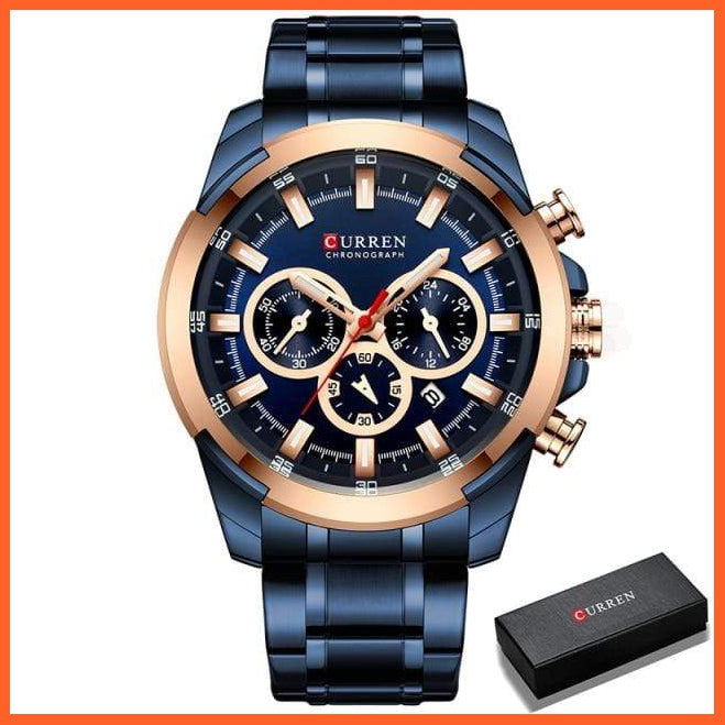 Men’S Watches Top Brand Big Luxury Sports Watch  | Men Military Steel Quartz Wrist Watches Chronograph Gold Design Watch | whatagift.com.au.