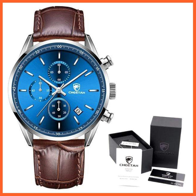 New  Waterproof Quartz Men'S Watches | Chronograph Sport Wristwatch Leather Business Casual Watches With Box | whatagift.com.au.