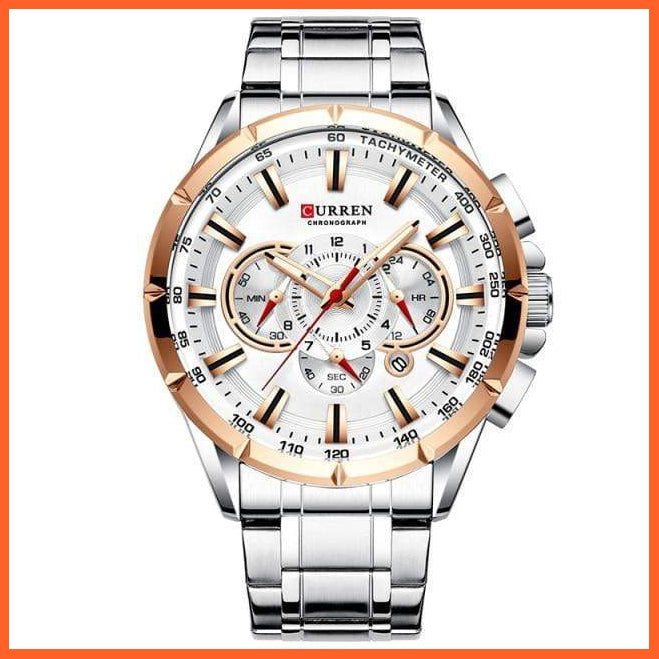 Mens Watches Top Luxury Brand Sport Watch | Blue Chronograph Quartz Man Wristwatches Stainless Steel Wristwatch | whatagift.com.au.