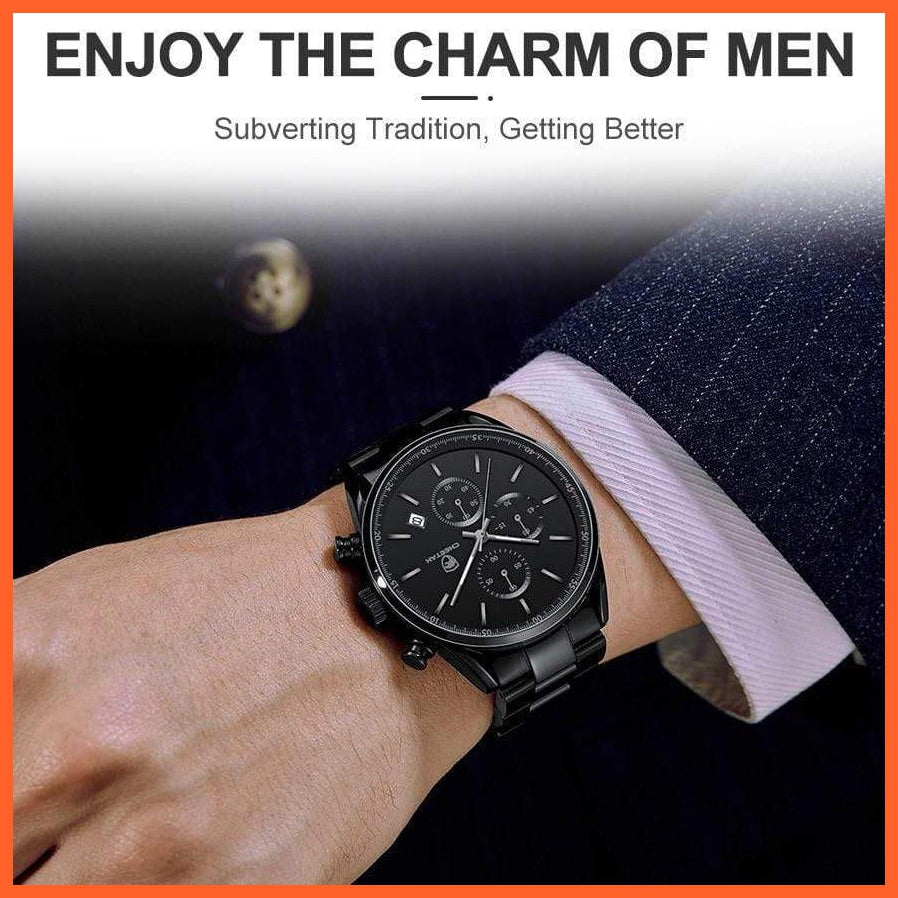Watches For Men Top Brand Luxury Fashion Business Quartz Men’S Wristwatch Stainless Steel Waterproof Sports Watches | whatagift.com.au.