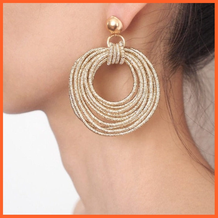 whatagift.com.au Metal Round Multilayer Dangle Earrings for Women