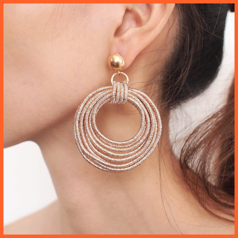 whatagift.com.au Metal Round Multilayer Dangle Earrings for Women