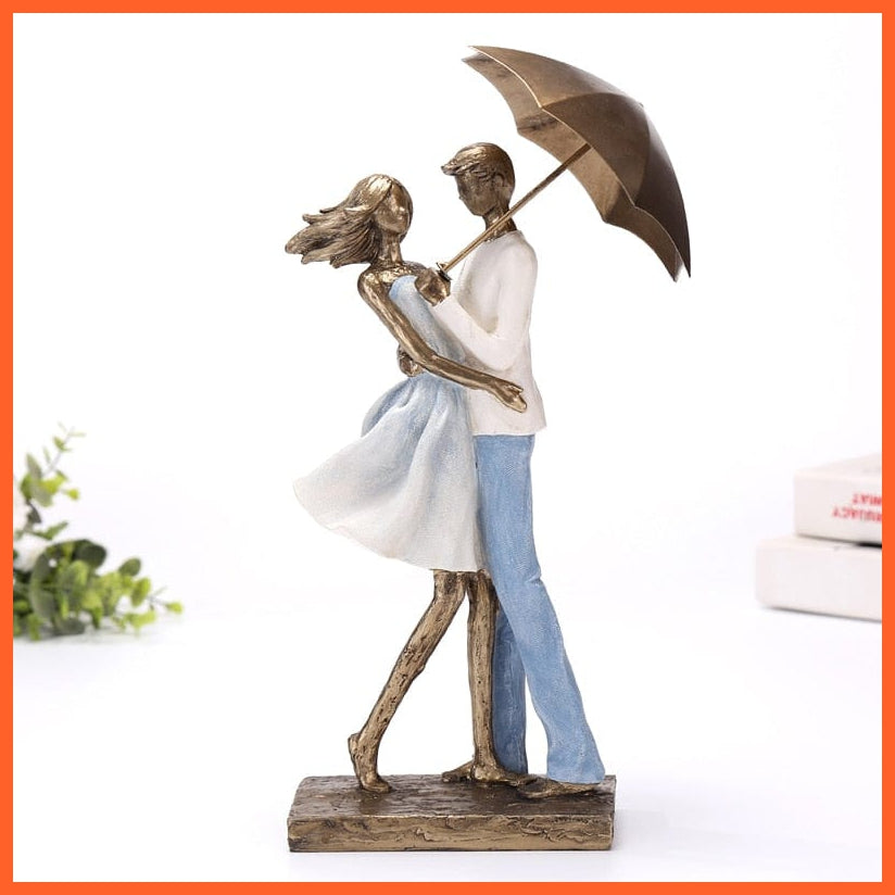 whatagift.com.au Metal Umbrella Couple Resin Statue For Home Decore