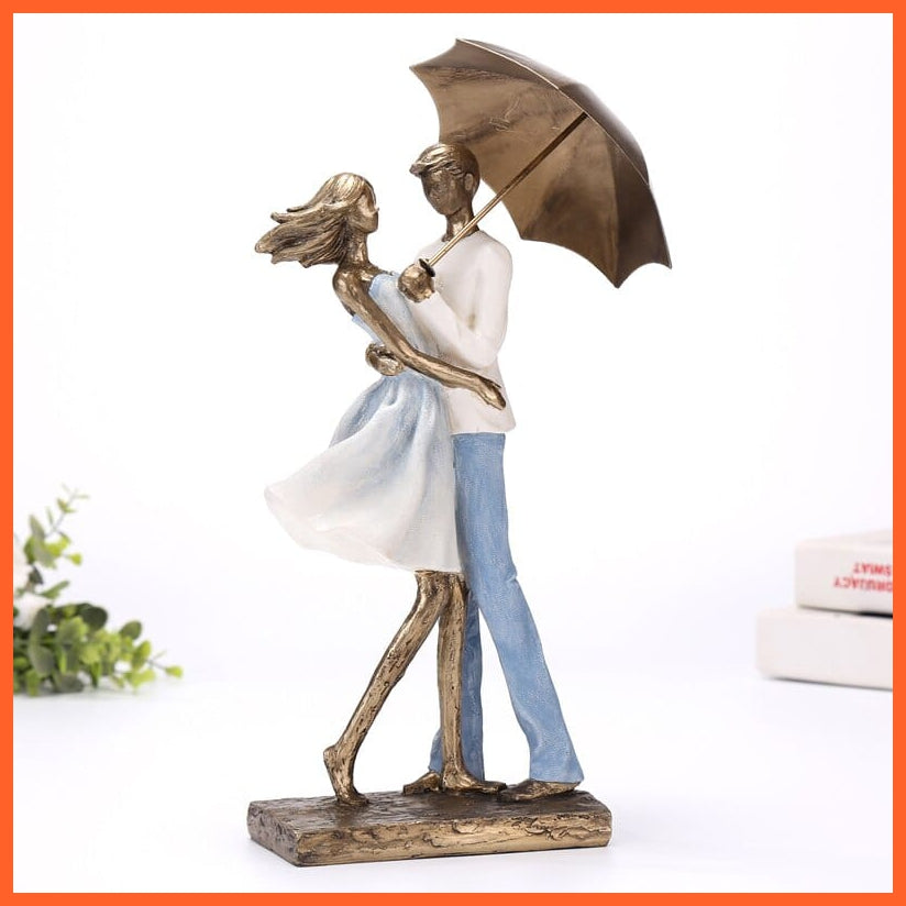 whatagift.com.au Metal Umbrella Couple Resin Statue For Home Decore