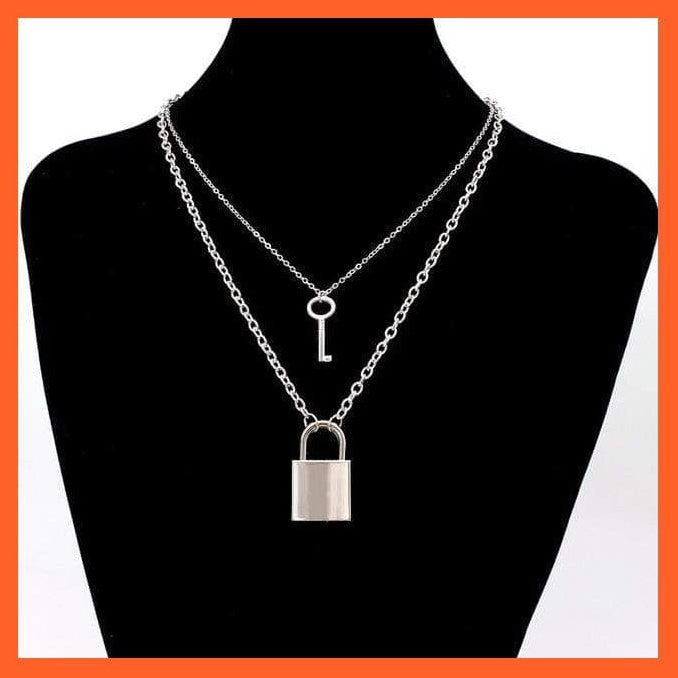 whatagift.com.au model1 big lock Copy of Stainless Steel Double Layer Key Lock Necklace