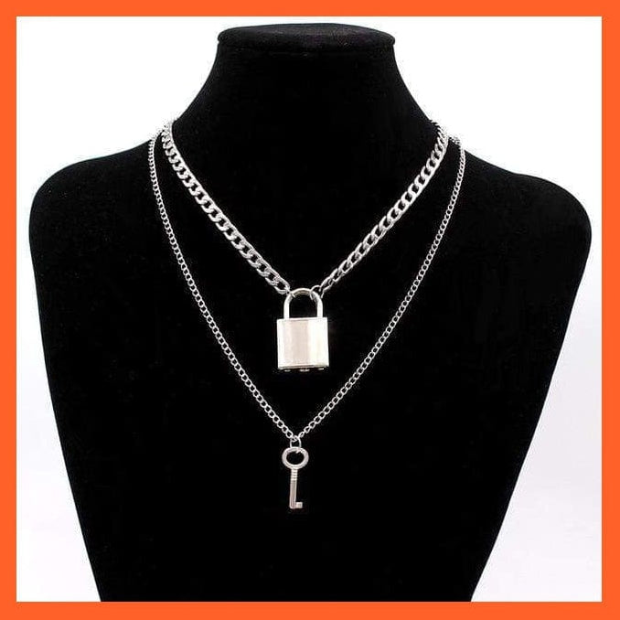 whatagift.com.au model3 big lock Copy of Stainless Steel Double Layer Key Lock Necklace
