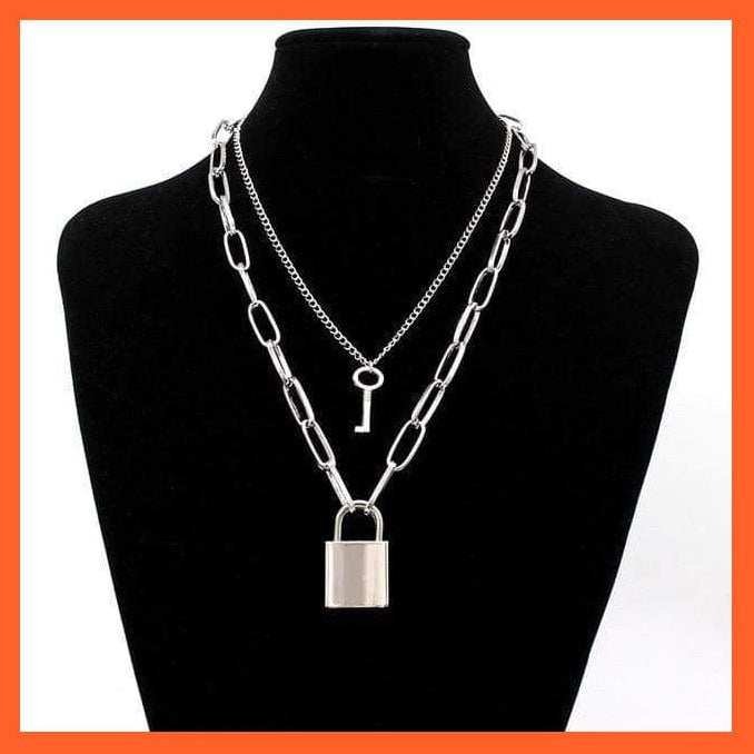 whatagift.com.au model4 big lock Copy of Stainless Steel Double Layer Key Lock Necklace