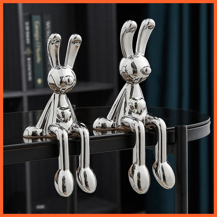 whatagift.com.au Modern Home Decor Creative Electroplating Rabbit Ceramic Figurines | Miniatures Living Room Decoration Accessories