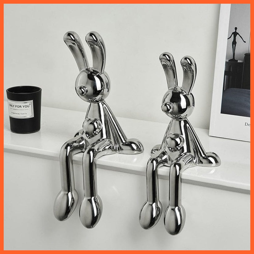 whatagift.com.au Modern Home Decor Creative Electroplating Rabbit Ceramic Figurines | Miniatures Living Room Decoration Accessories