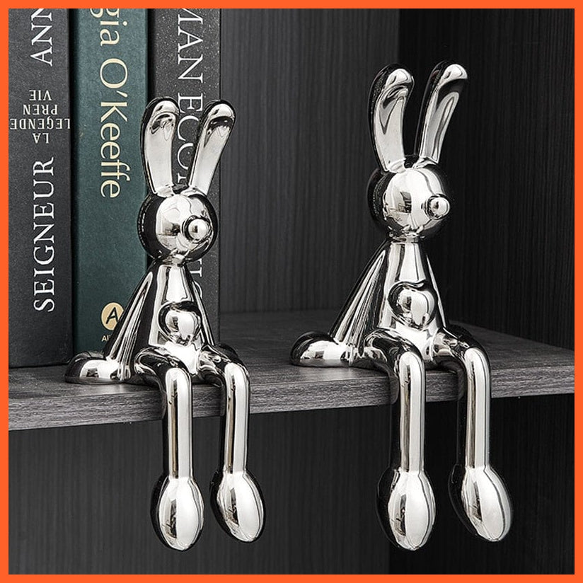 whatagift.com.au Modern Home Decor Creative Electroplating Rabbit Ceramic Figurines | Miniatures Living Room Decoration Accessories