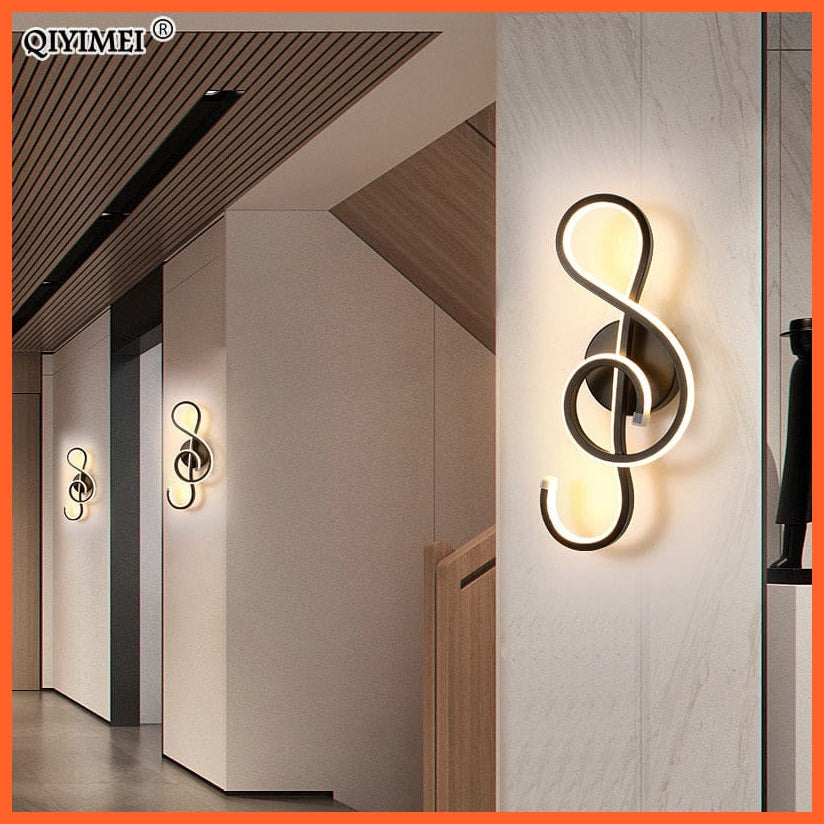 whatagift.com.au Modern Minimalist Music Symbol Wall Lamps | LED Indoor black white Lamp Aisle Lighting decoration