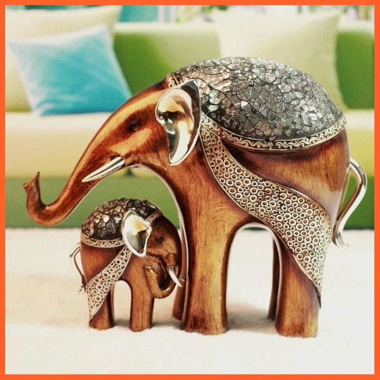 whatagift.com.au Mom and Baby Elephant Resin Statue For Home Decore