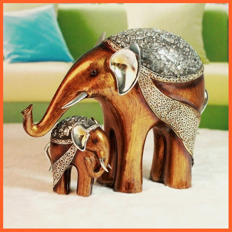 whatagift.com.au Mom and Baby Elephant Resin Statue For Home Decore