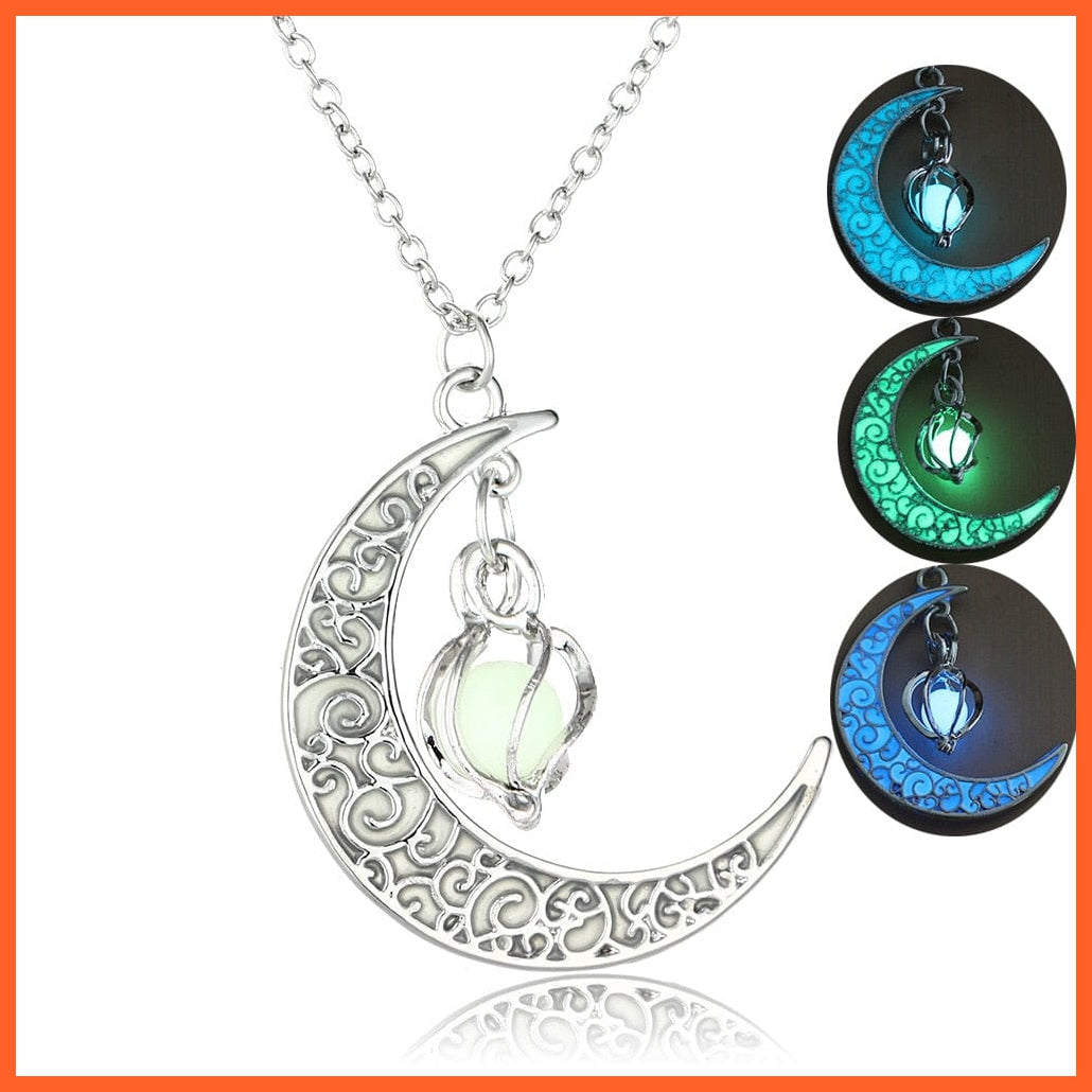whatagift.com.au Moon Glowing Necklace | Glow in the Dark Halloween Pendant