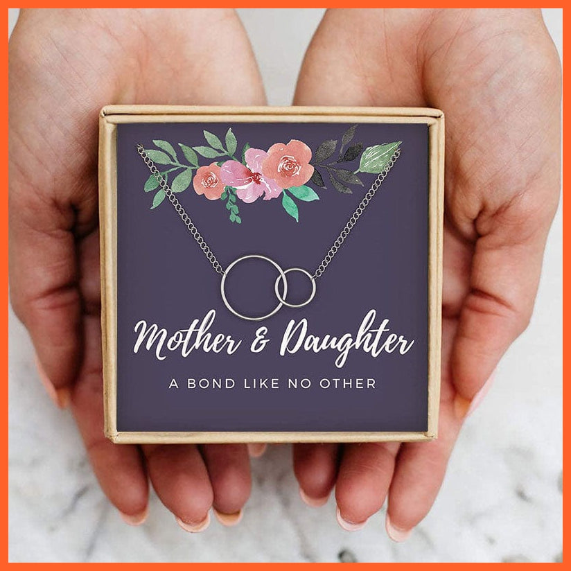 whatagift.com.au Mother Daughter Pendant Necklace For Women | Mother's Day Gift Two Interlocking Infinity Circles Pendant