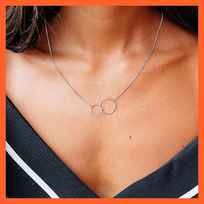 whatagift.com.au Mother Daughter Pendant Necklace For Women | Mother's Day Gift Two Interlocking Infinity Circles Pendant